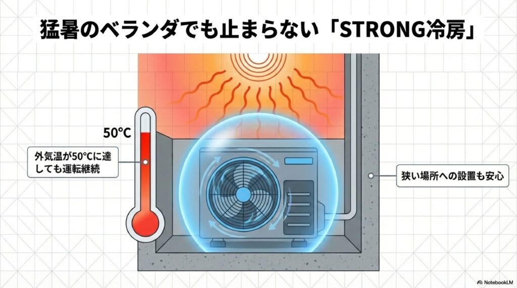 MSZ-GV2826とMSZ-GV2825屋外50℃でも止まらず冷房をキープ