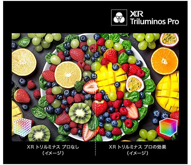 BRAVIA 7のXRトリルミナス プロは、色再現領域を広げて自然な色を再現する技術なので、十分きれいです。